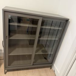 IKEA IDÅSEN Grey Office Cabinet w/ Sliding Glass Doors