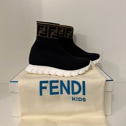 Fendi Kids FF Motif Sock Boot Sneakers Girls Boys Shoes Unisex Size EU 30 / US 13