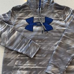 Under Armour Sweater Mens Medium Gray Geometric Storm Pullover Hoodie Sweatshirt