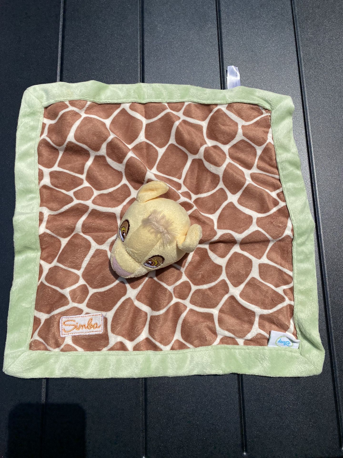 Disney Baby Lion King Simba Green Brown Giraffe Spots Security Blanket Lovey Toy