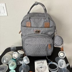 Dikaslon Diaper Bag Backpack W/ Luna Double Electric Breast Pump Kit  
