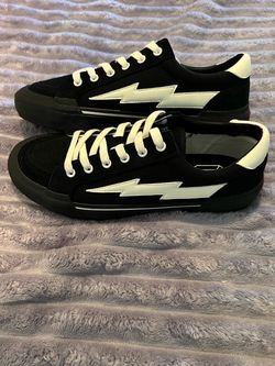 Revenge x Storm Black Low-Top Sneakers with Lightning Bolt