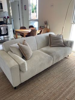 Off White Faux Brushed Suede Sofa