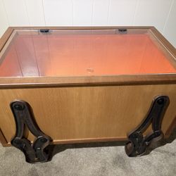 Mahogany Display Table with Copper Leaf & Vintage Legs