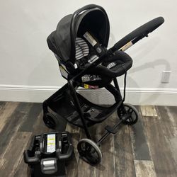 GRACO SNUGRIDE SNUGLOCK INFANT CAR SEAT AND CADDY STROLLER