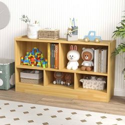 Kids Bookshelf, Wooden 2-Tier Small Bookcase for Kids Rooms, Classroom, Playroom, Bedroom, Cube Storage Organizer