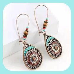 Brand New Beautiful Unique Bohemian Multi Colorful Beads Drop Earrings