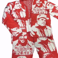 Asaali Red Puffer Jacket Set 