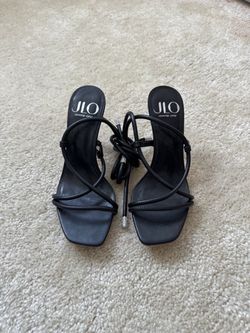 J Lo lace up black heels