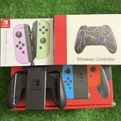 Nintendo Switch With Box Joy Con Purple/Green With Box  Wireless Controller With Box  