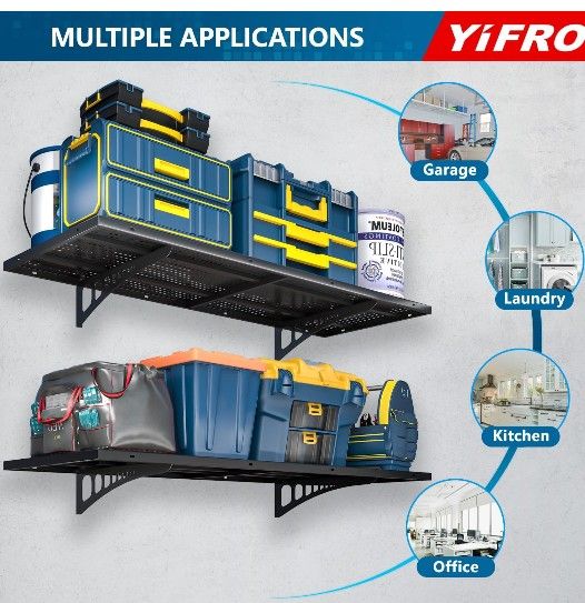 NEW IN BOX! 2-Pack 1.5x4ft Heavy Duty Garage Wall Shelving (500 LBS Total) 🔥