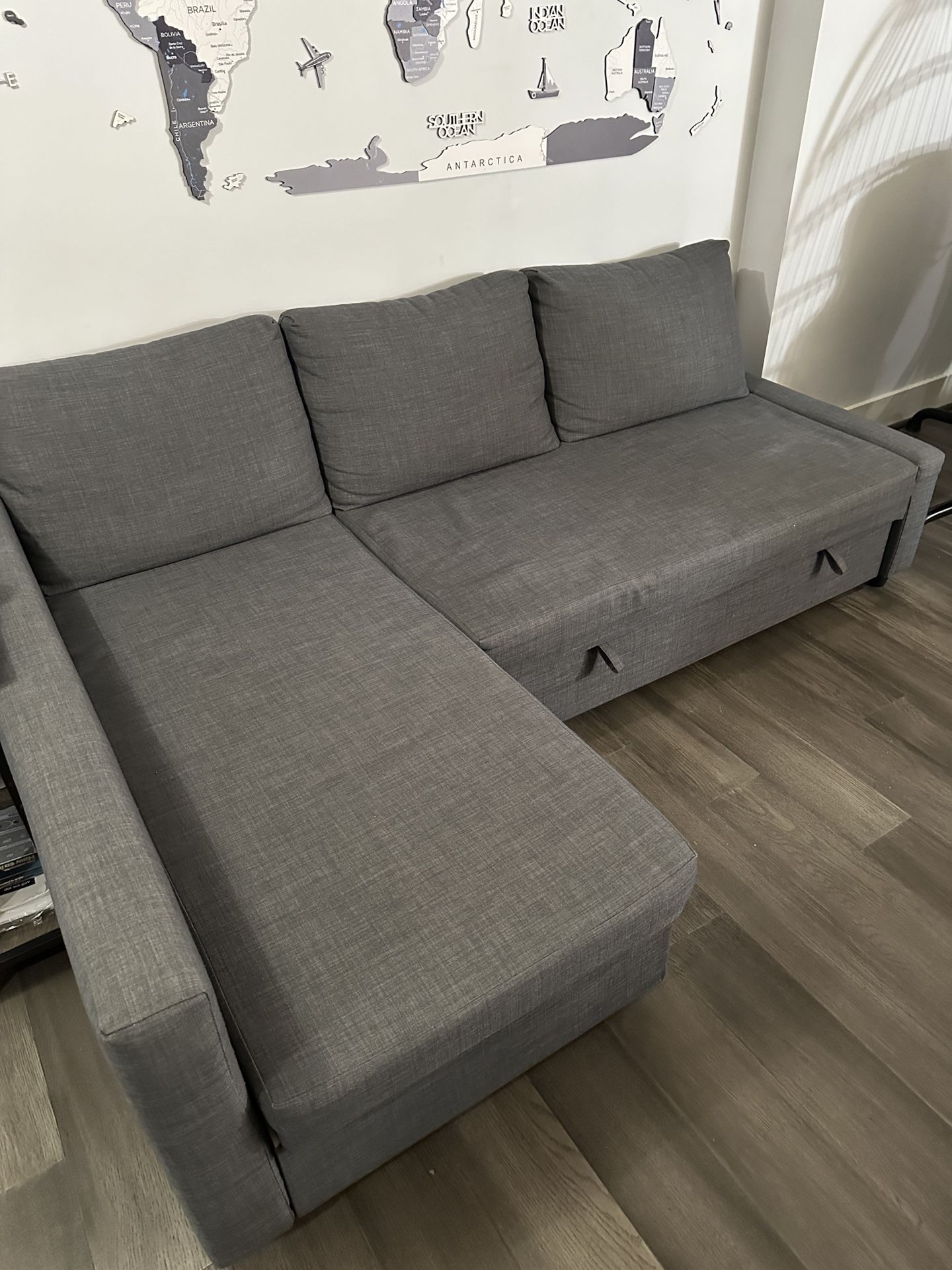 Ikea FRIHETEN Sleeper sectional,3 seat w/storage, Skiftebo dark gray