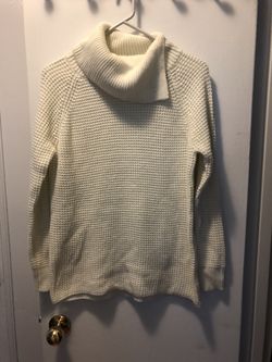 Women’s Long Sleeve Acrylic Sweater, White, XS