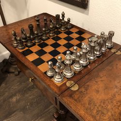 Vintage Maitland Smith Chess Table Handmade Inlay