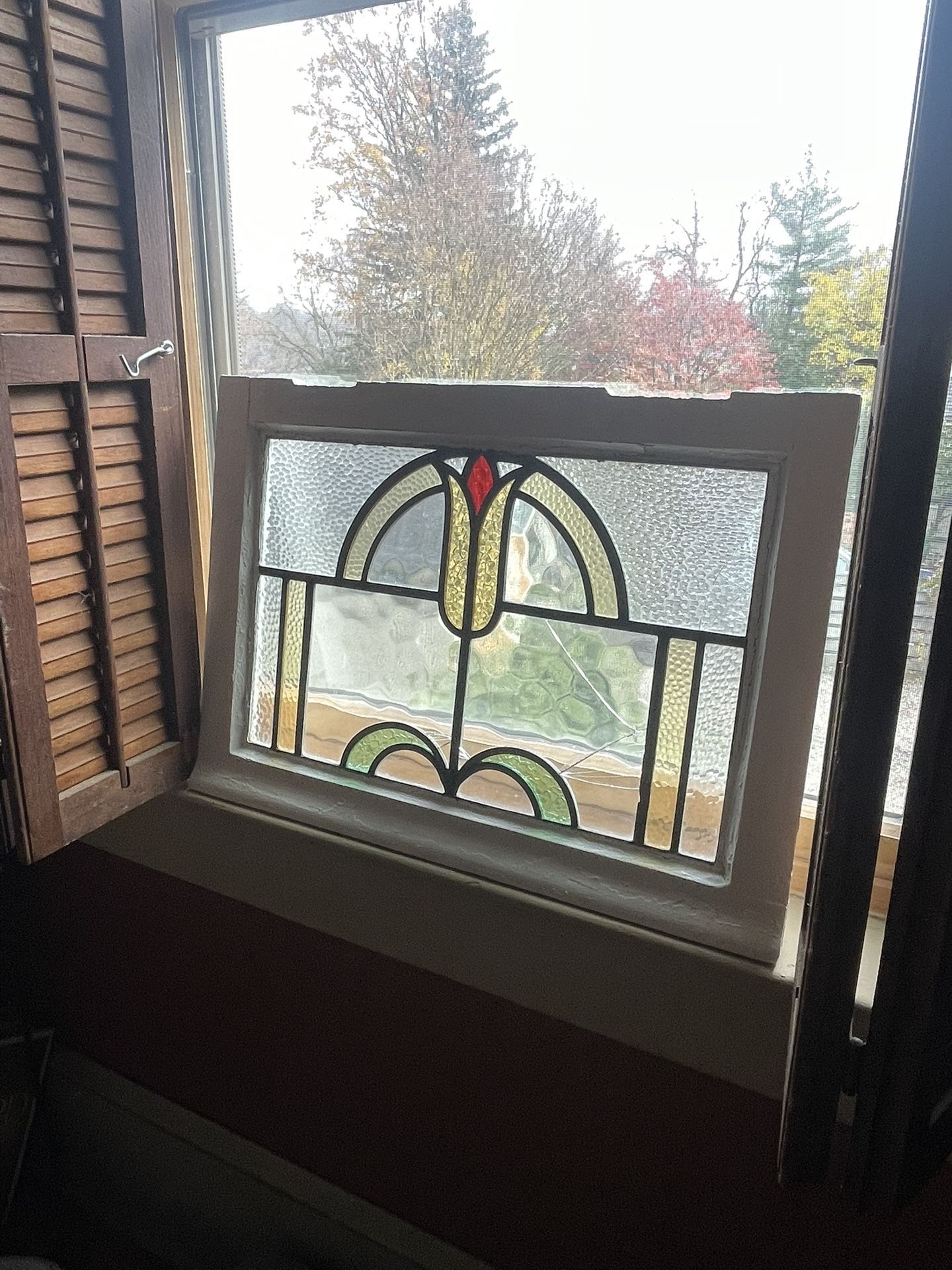 Antique Tulip Stained Glass Window