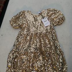 New. Zara. Girls Gold Sequin Dress Size 8y