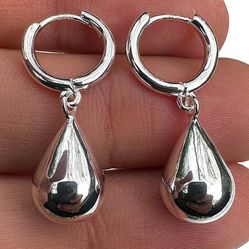Teardrop Hoop Earrings 925 Sterling Silver Dangle Huggie Earrings Minimalist Drop Earrings Gift for Women