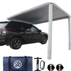 Car Awning for SUV, Truck & Van, 2-Min Quick Setup Vehicle Awning, No Roof Rack Required, Inflatable Rooftop Camping Sun Shade 8.2’ x 6.5’, Waterproof