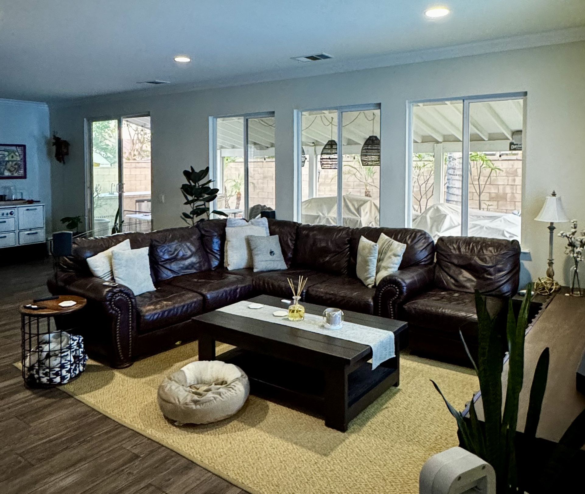 Free/gratis Brown Leather Sectional Sofa