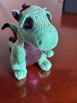 Mint Green & Purple Sparkly Dragon Plush – Fantasy Collectible – Mint Condition