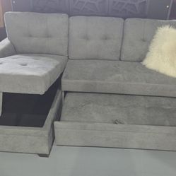 SLEEPER SECTIONAL GRAY FABRIC 90x55