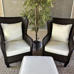 Outdoor Furniture Pottery Barn Wingback Chairs & Ottoman