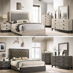 4- Pc Bedroom set Dresser,Mirror  Nightstand (1) Queen size bed frame  Not including Mattress and Box Sp