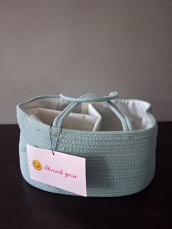 Mint Green Rope Diaper Caddy Organizer
