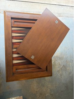 Vintage Solid Wood Backgammon Game Table / Card Table