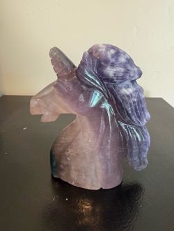Rainbow Fluorite Unicorn Carving – Hand-Carved Crystal Sculpture