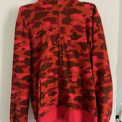 Red camo bape hoodie