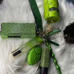 Green Sparkly Defense Keychain 