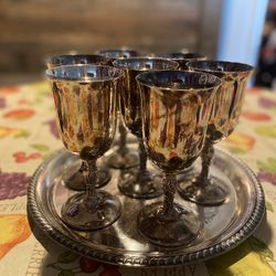 WM Rogers Silver Goblet & Platter Set