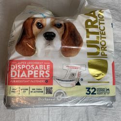 Paw Inspired 25ct (open box) Disposable Dog Diapers | Female Dog Diapers MED Waist 16-21 inches