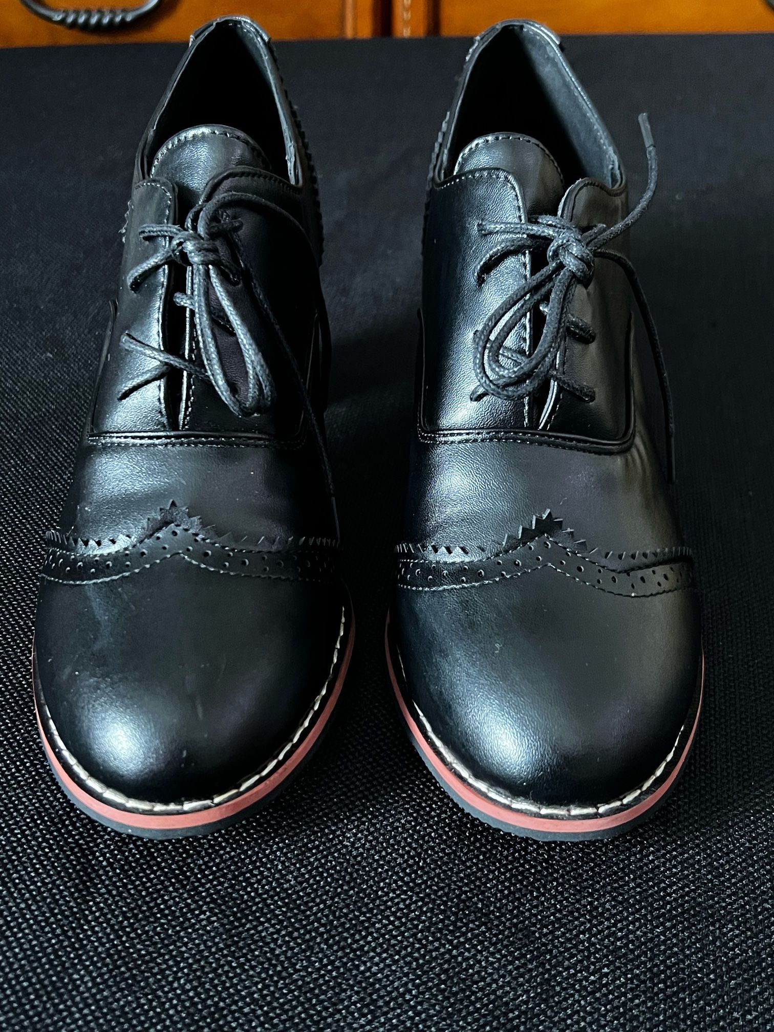 Women's Black Lace-up Oxfords