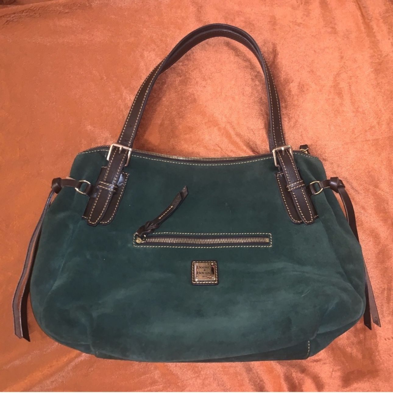 Dooney & Bourke Green Suede Hobo Shoulder Bag