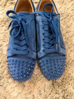 Christian Louboutin Men's Louis Junior Spikes Low-Top Suede Sneakers