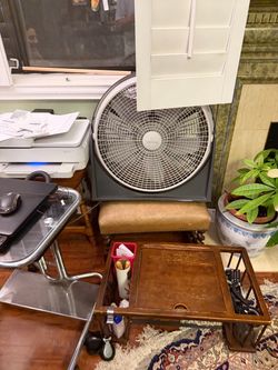 Large Floor Fan with Metal Grill