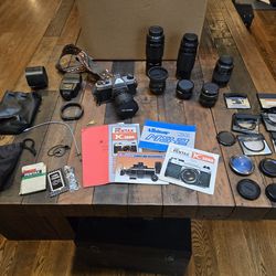 Pentax K1000 Camera Kit, 6 lenses, 2x converter, & accessories, untested but worked when last used