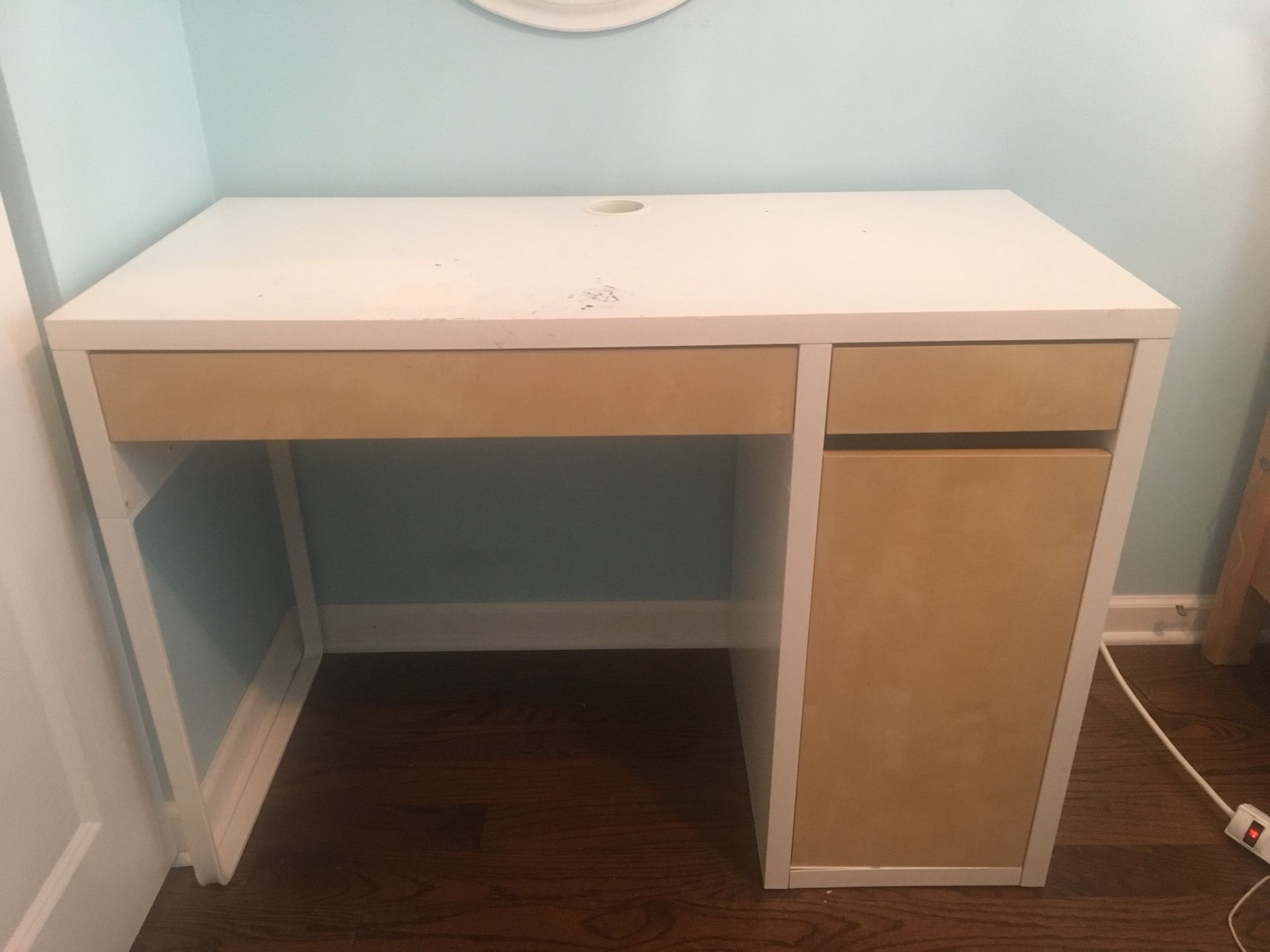 wood desk from IKEA