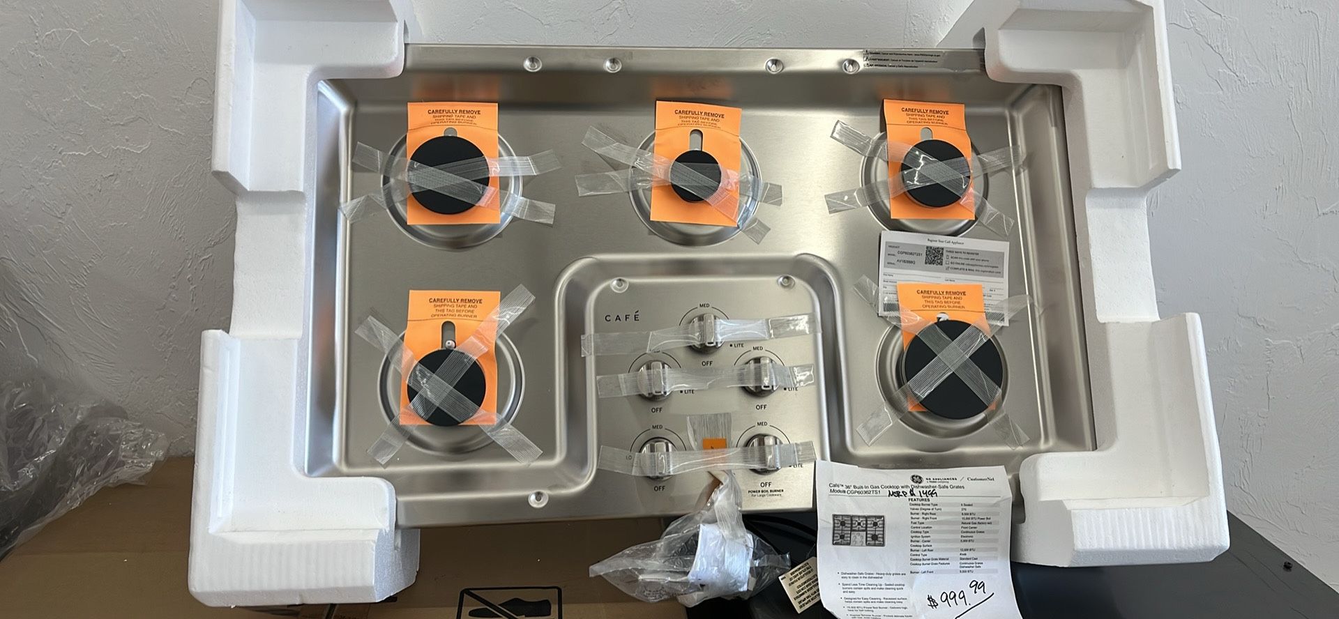 New GE CAFÉ Built-In Gas Cooktop with Dishwasher-Safe Grates - Financing Available with $10 Down