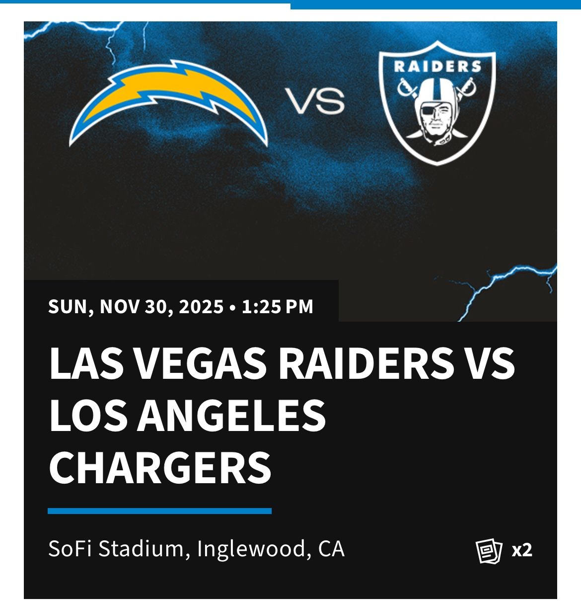 Chargers Vs Raiders NFL tickets