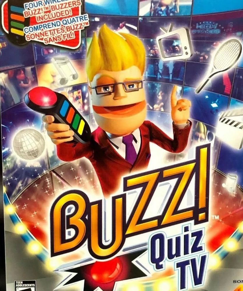 Buzz! Quiz TV PlayStation 3-PS3 4 wireless buzzers & USB Dongle & Game