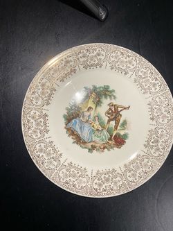 VTG American Limoges Triumph IT-S-284 China Serenade Dinner Plate 10" 22K Gold