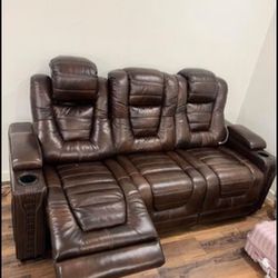 real leather electric sofa with i phone chargers 