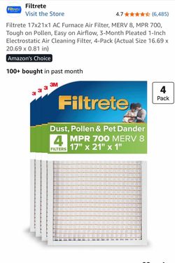 5 Brand New AC Filters 17x21x1