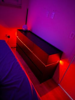 Black LED Bedroom Dresser Set + Nightstand