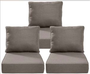 PlushCore 6-Piece Outdoor Patio Cushion Set – 3 Seat & 3 Back Cushions – 6" Thick – Gray