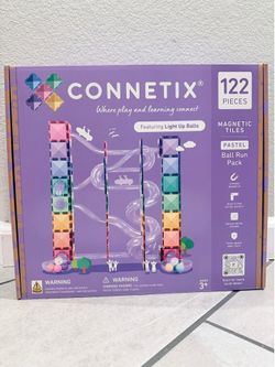 CONNETIX Magnetic Tiles Pastel Ball Run Pack 122 Pieces