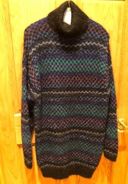 ONLY WORN ONCE...BEAUTIFUL LONG SWEATER WITH COWL NECK...MADE WITH MOHAIR...SIZE XS